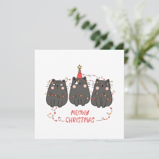 Carte Noël Meowy (Debout devant)