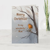 Carte Noël Merveilleux Maman Anglais Robin (Devant)