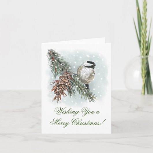 Carte Noël Mésange Hivernale (Devant)
