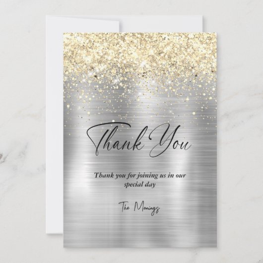 Carte Noël métal brossé or or (Devant)