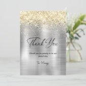 Carte Noël métal brossé or or (Debout devant)