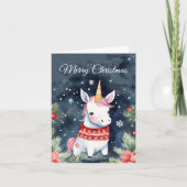 Carte Noël mignon Unicorn voeux de vacances (Devant)