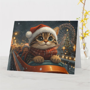Carte Noël Montagnes Russes Chat Bengal