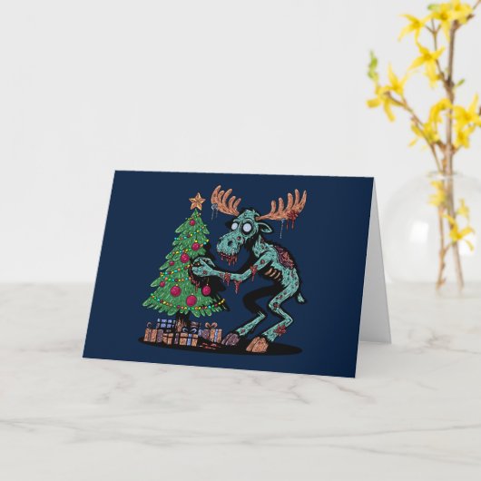 Carte Noël Moose Zombie (Fleur jaune)