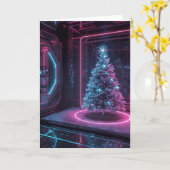 Carte Noël Néon Futuriste (Fleur jaune)