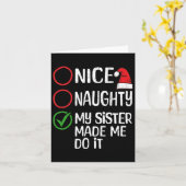 Carte Noël Nice Naughty Ma Soeur M'A Fait Le Faire Xma (Fleur jaune)