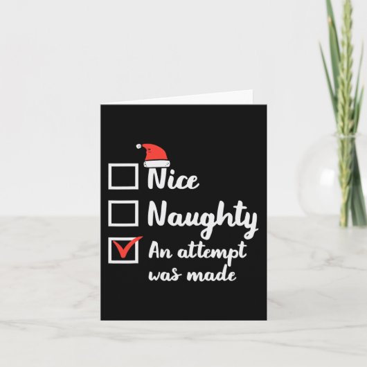 Carte Noël Nice Naughty Tentative A Été Fabriqué Noël Ho (Devant)