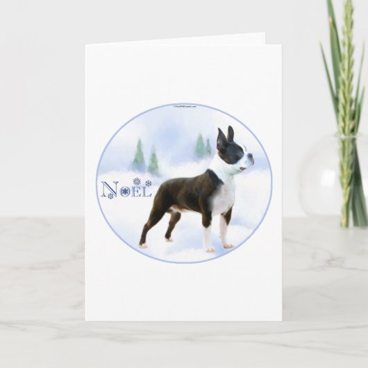 Carte Noël Noel Boston Terrier (Devant)