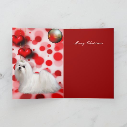 Carte Noël Noël Noël Maltais Chien Chien Coeurs Ch (Intérieur)