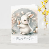 Carte Noël Nouvel An Lapin d'hiver (Fleur jaune)