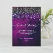 Carte Noël Nouvel an violet noir gouttes de parties scin (Debout devant)