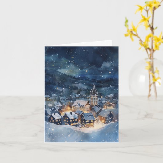 Carte Noël nuit ciel (Fleur jaune)