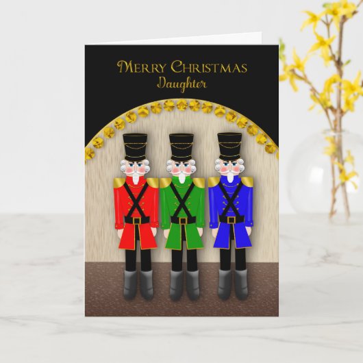 Carte Noël, Nutcrackers sur scène, fille (Fleur jaune)