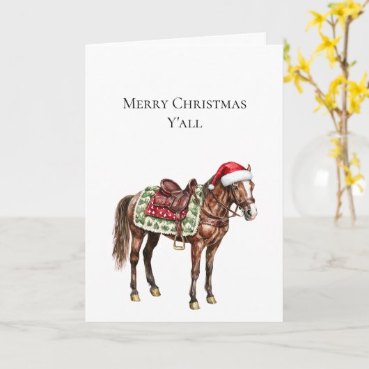 Carte Noël Occidental Cheval Cowboy Red Cowboy (Fleur jaune)