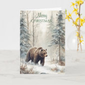 Carte Noël ours des forêts (Fleur jaune)