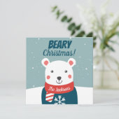 Carte Noël ourson avec un ours polaire de dessin animé (Debout devant)