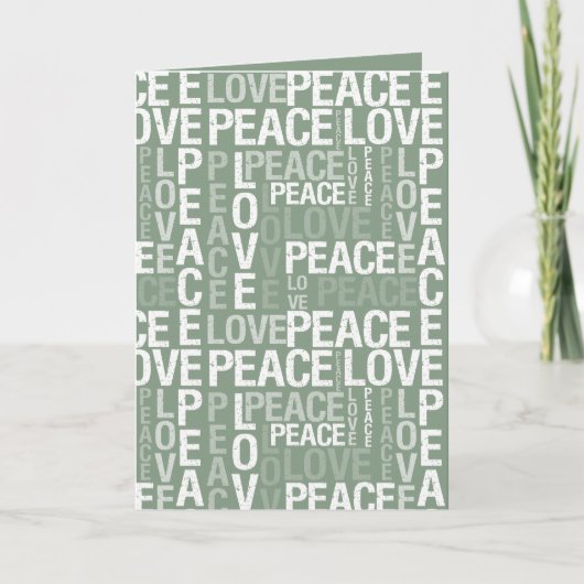 Carte Noël Paix Amour Blanc Vert (Devant)