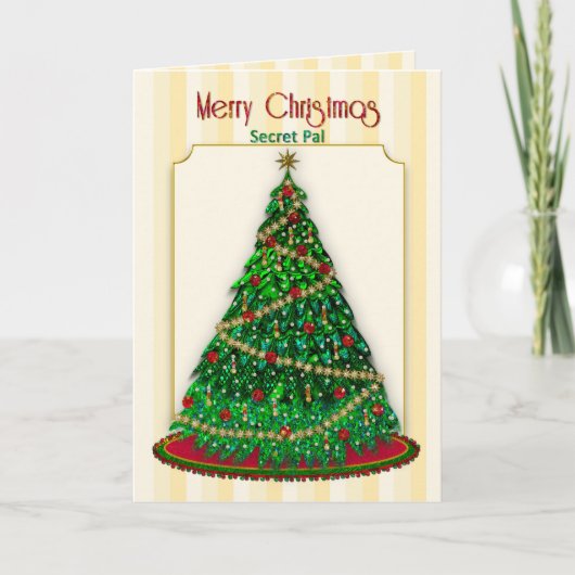 Carte Noël, Pal Secret, Arbre Décoré (Devant)
