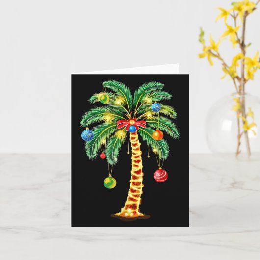 Carte Noël Palm Tree fêtes hawaïennes (Fleur jaune)