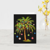 Carte Noël Palm Tree Lumière Hawaï Tropical Noël (Fleur jaune)