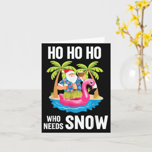 Carte Noël Palm Tree Père Noël Surf Beach Vacation X (Fleur jaune)