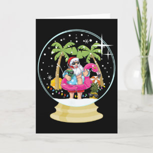 Carte Noël Palmier Surfant Plage Boule à Neige Été