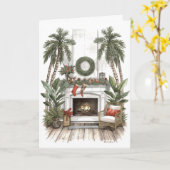 Carte Noël par les Palmiers (Fleur jaune)