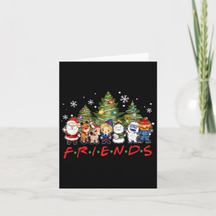Carte Noël Père Noël Amis Reindeder Snowman Famille Xm
