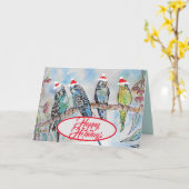 Carte Noël Père Noël Budgies Budgie Funny Vacances (Fleur jaune)