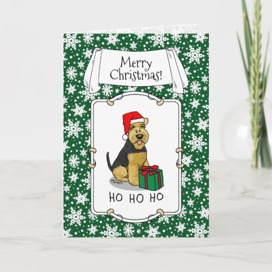 Carte Noël Père Noël Casquette Welsh Terrier Chien migno (Devant)
