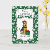Carte Noël Père Noël Casquette Welsh Terrier Chien migno (Fleur jaune)