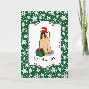 Carte Noël Père Noël Chapeau Afghan Hound Chien Fawn mig