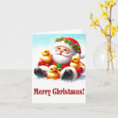 Carte Noël père Noël Ducklings (Fleur jaune)