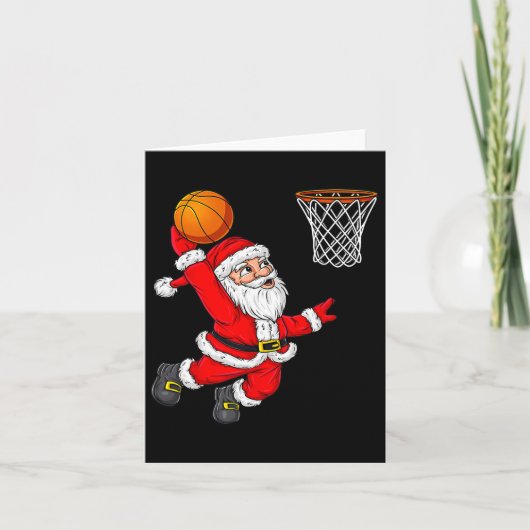 Carte Noël Père Noël Dunking Un Fun De Basket-ball Xma (Devant)