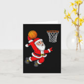 Carte Noël Père Noël Dunking Un Fun De Basket-ball Xma (Fleur jaune)