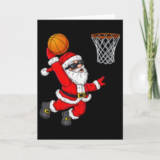 Carte Noël Père Noël Dunking Un Sketll Garçons Enfants X (Devant)