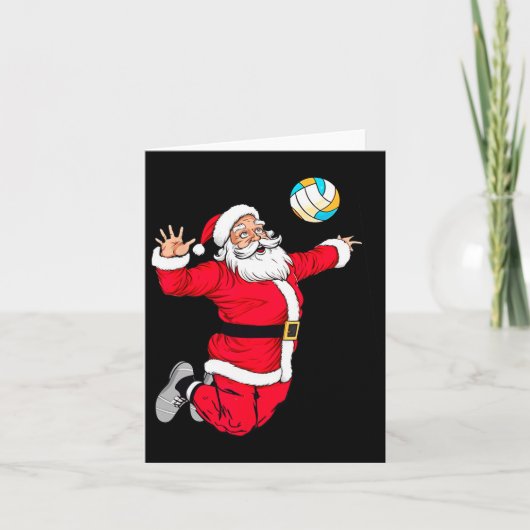 Carte Noël Père Noël Dunking Un Volleyball Drôle X (Devant)