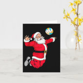 Carte Noël Père Noël Dunking Un Volleyball Drôle X (Fleur jaune)