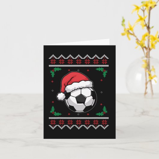 Carte Noël Père Noël Football Noël Soccer moche Garçons (Fleur jaune)