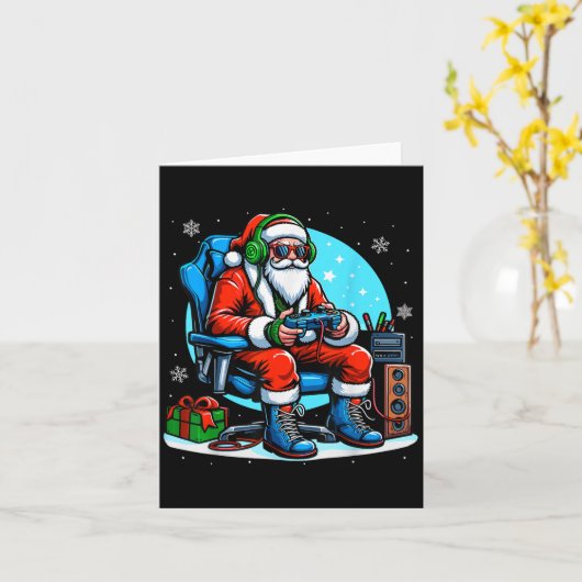 Carte Noël Père Noël Gamer Xmas Drôle Vidéo Jeu Chri (Fleur jaune)