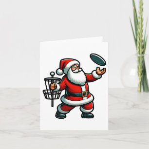 Carte Noël Père Noël Jouer Disque Golf Pyjama Xma
