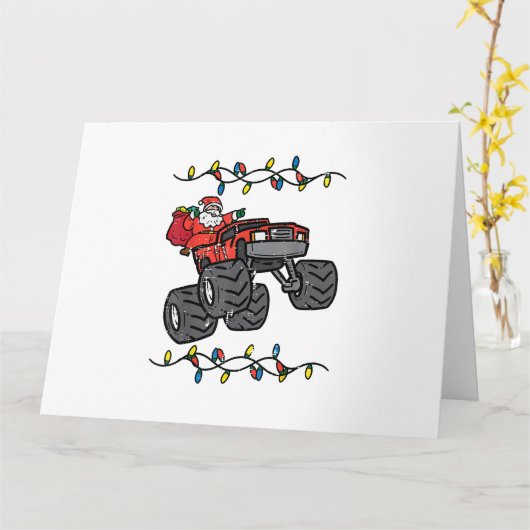 Carte Noël Père Noël Monster Camion Garçons Enfants Enfa (Fleur jaune)