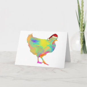 Carte Noël Père Noël poulet drôle Festive Hen Humour