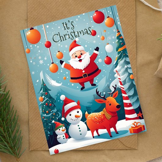 Carte Noël Père Noël Winter Holiday Card