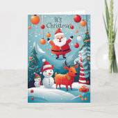 Carte Noël Père Noël Winter Holiday Card (Devant)