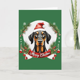 Carte Noël personnalisé Doberman Dog Joyeux Noël