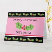 Carte Noël personnalisé Holly & Berries (Fleur jaune)