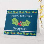 Carte Noël personnalisé Holly & Berries (Fleur jaune)