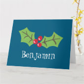 Carte Noël personnalisé Holly & Berries (Fleur jaune)