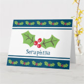 Carte Noël personnalisé Holly & Berries (Fleur jaune)